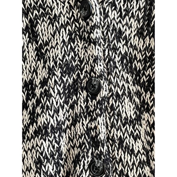 Old Navy Chunky Knit Cardigan Womens S Black/Cream Linen/Cotton Blend Pockets - Picture 4 of 6